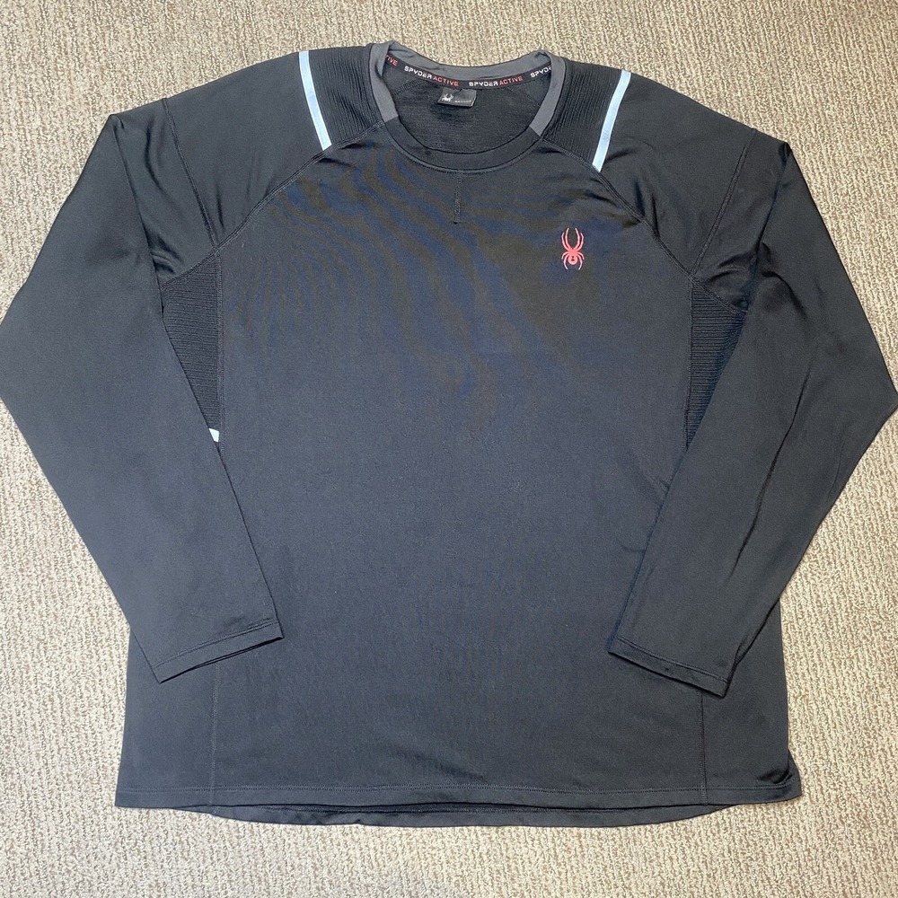 Spyder Active Mens L Pullover Baselayer Shirt Fleece Lined ProWeb Black